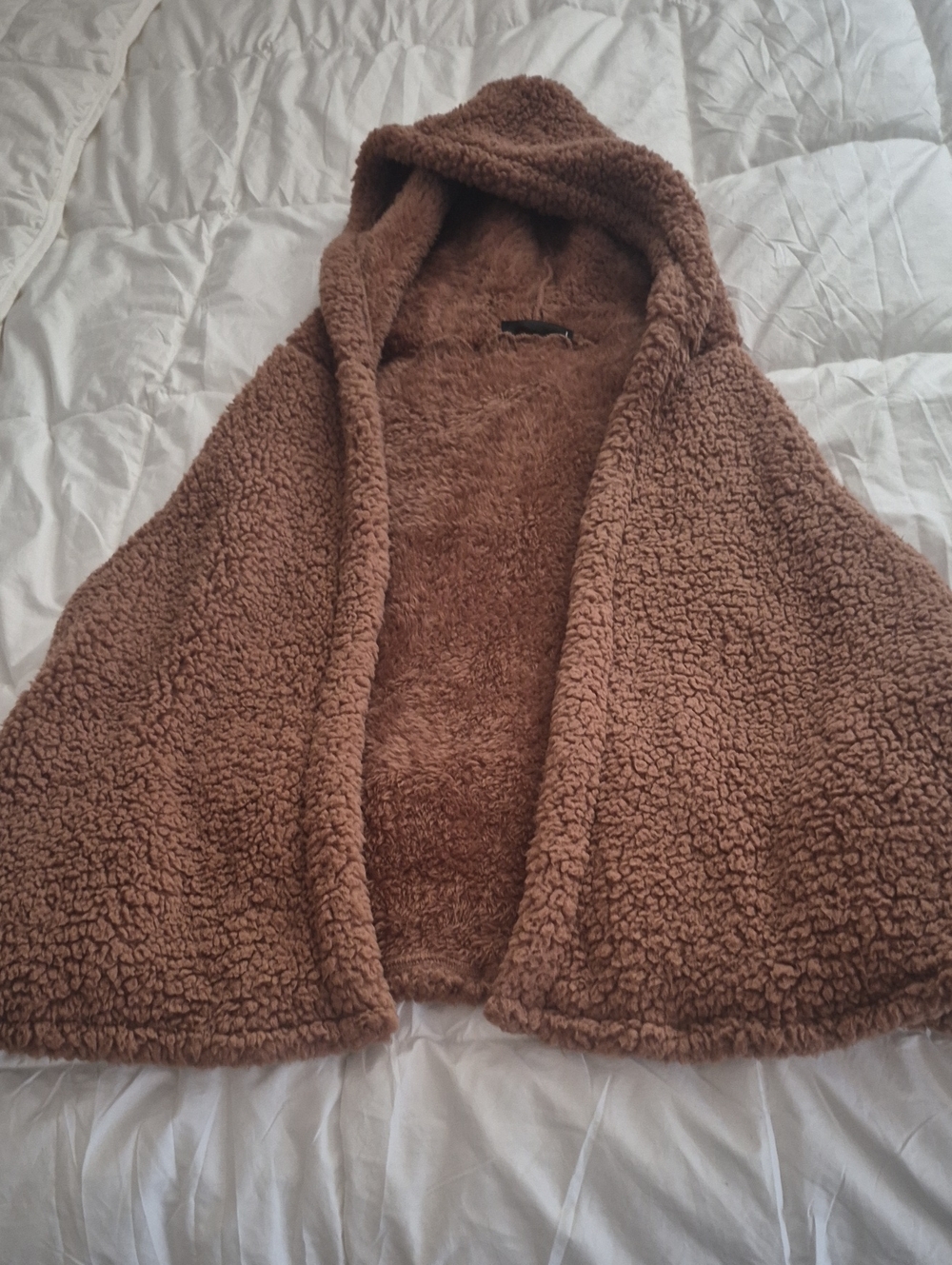 SHEIN Brown Hooded Teddy Coat